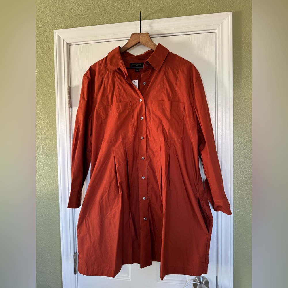 NWT Banana Republic Terracotta Dress 100% cotton size L petite